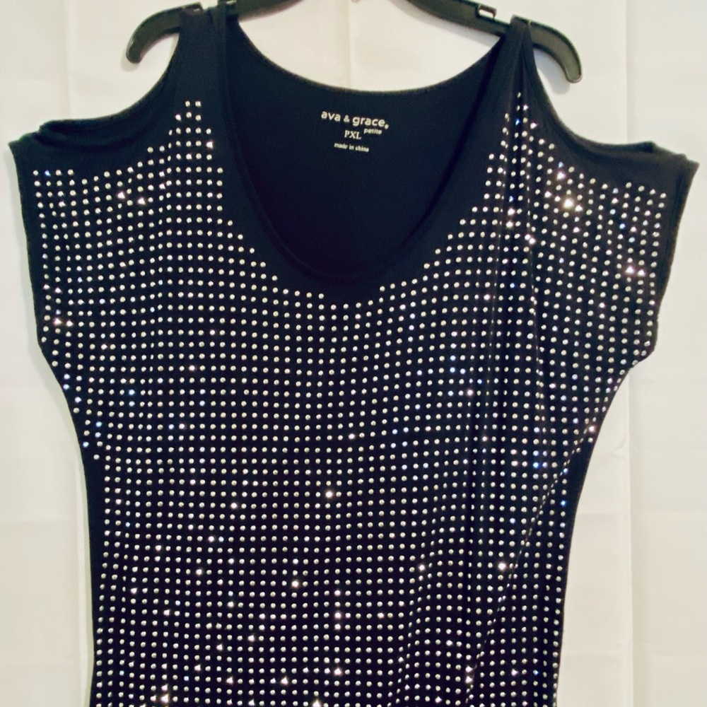 Ava & Grace Silver Sequin Cut Out Cold Shoulder Blouse